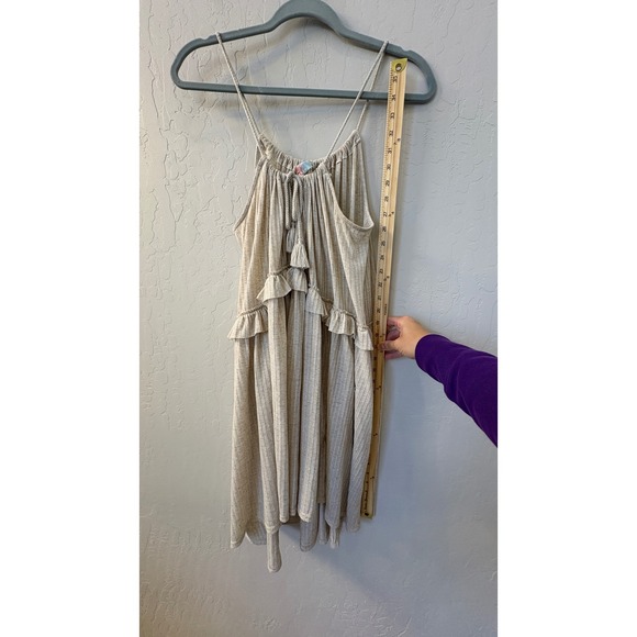 Free People Beach Rosaline Tunic Dress Beige Coastal Summer Sz M - Picture 5 of 6